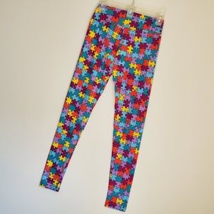 LuLaRoe Autism Awareness Puzzle Piece Leggings OS